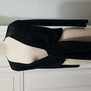 St John Black Open Stich cardigan